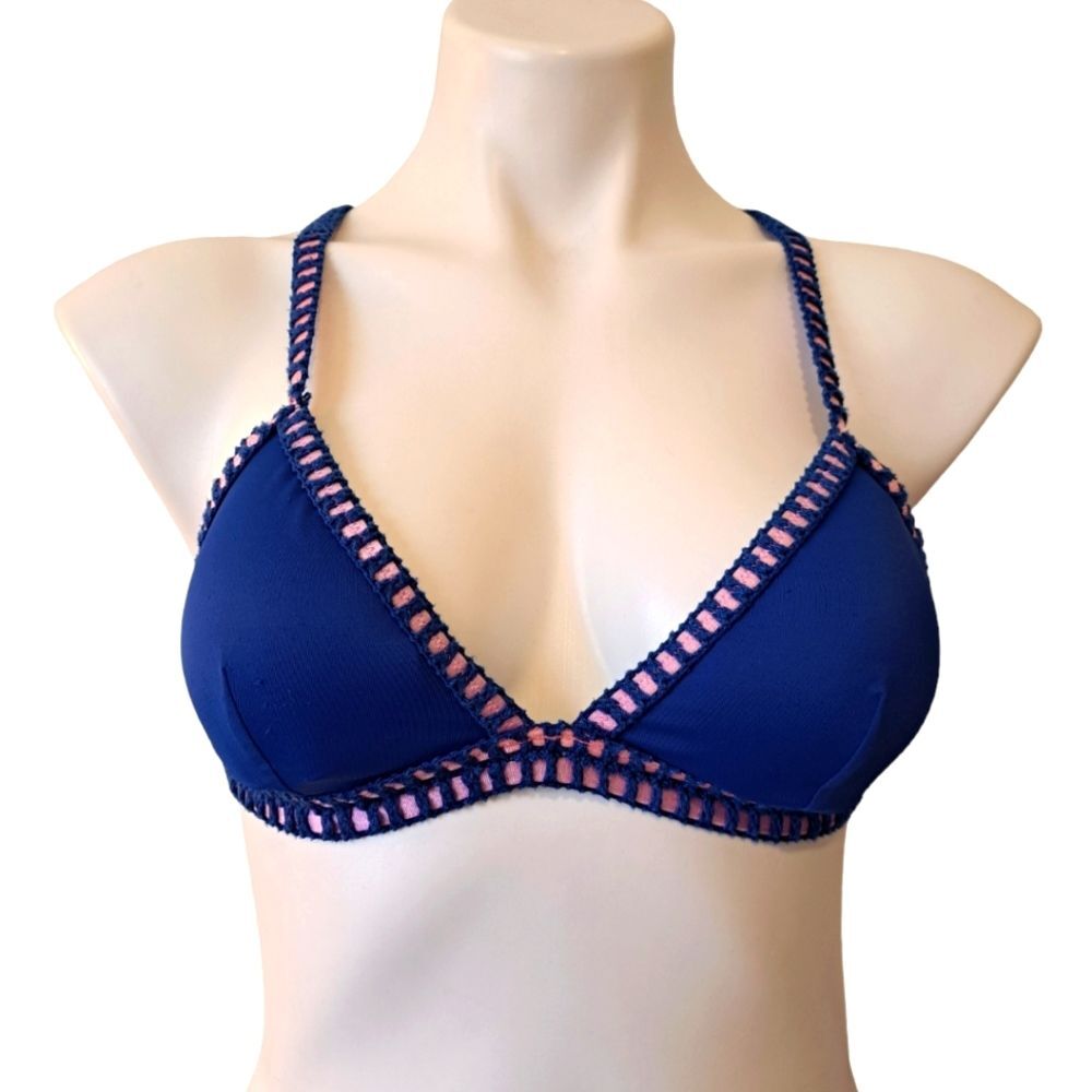 VICTORIA'S SECRET SWIMSUIT BIKINI BLUE W/PINK TOP SIZE M